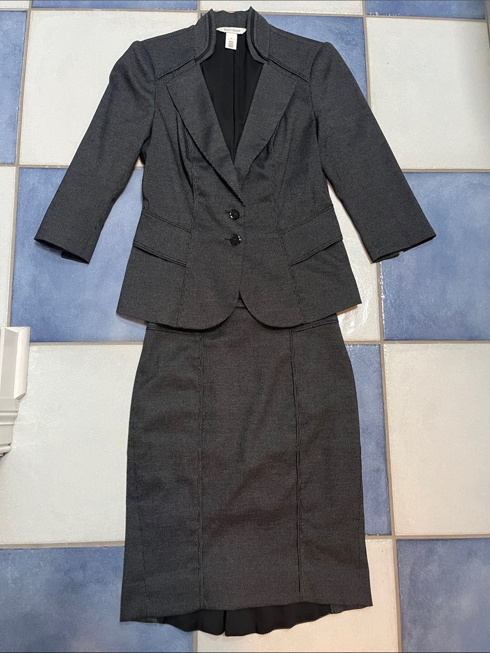 White House Black Market Charcoal Textured Women's Blazer and skirt